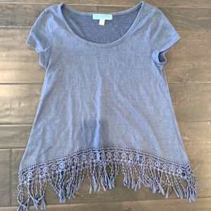Blue Tassel Trim Blouse